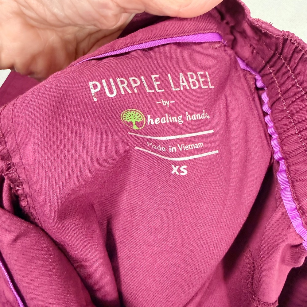 Healing Hands Purple Label Scrub Set XS Burgundy V-Neck Top Drawstring Pants - Picture 9 of 16